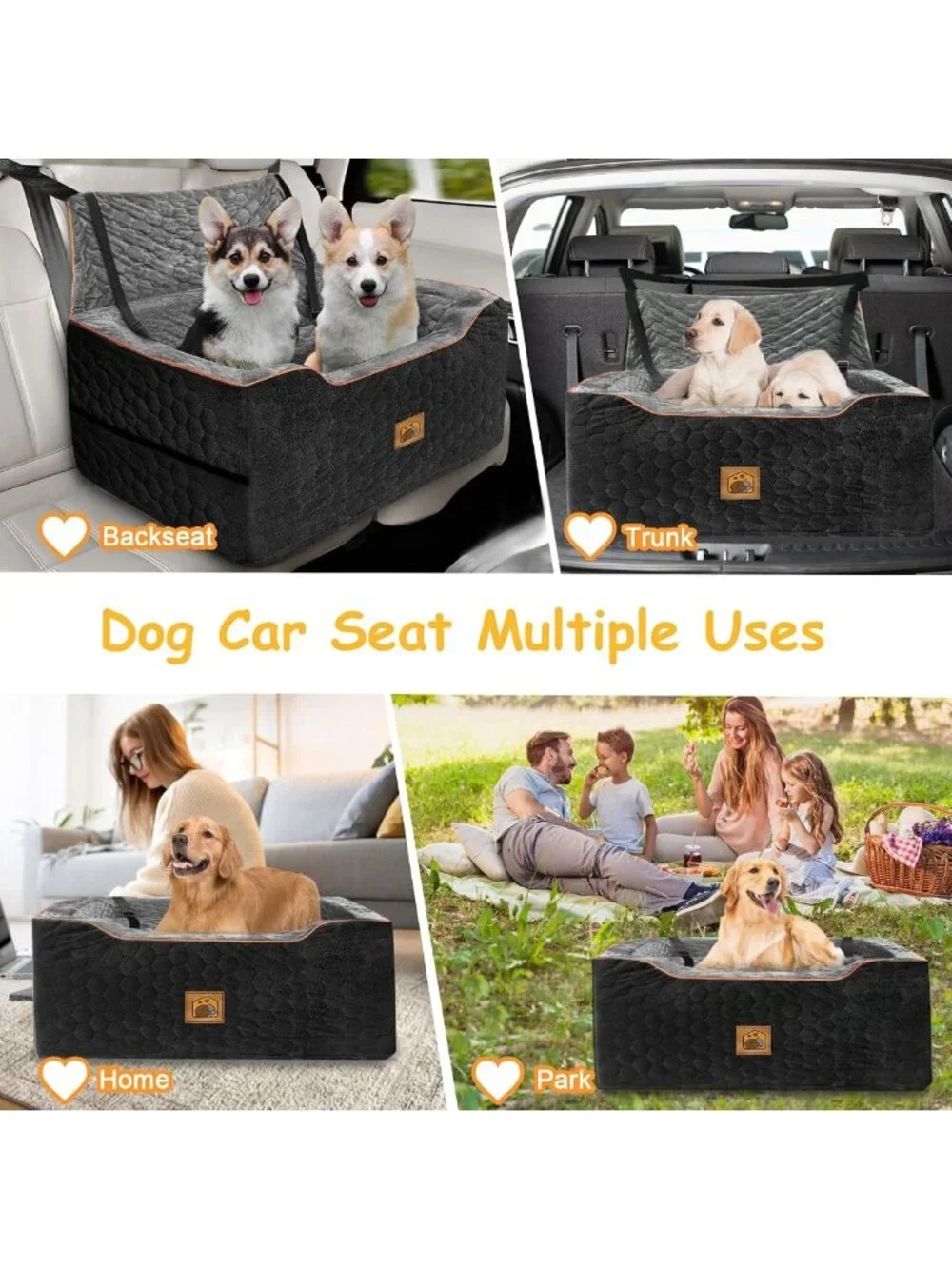 Dog Car Seat for Medium/Large Pets - Booster Seat with Cushioned Comfort